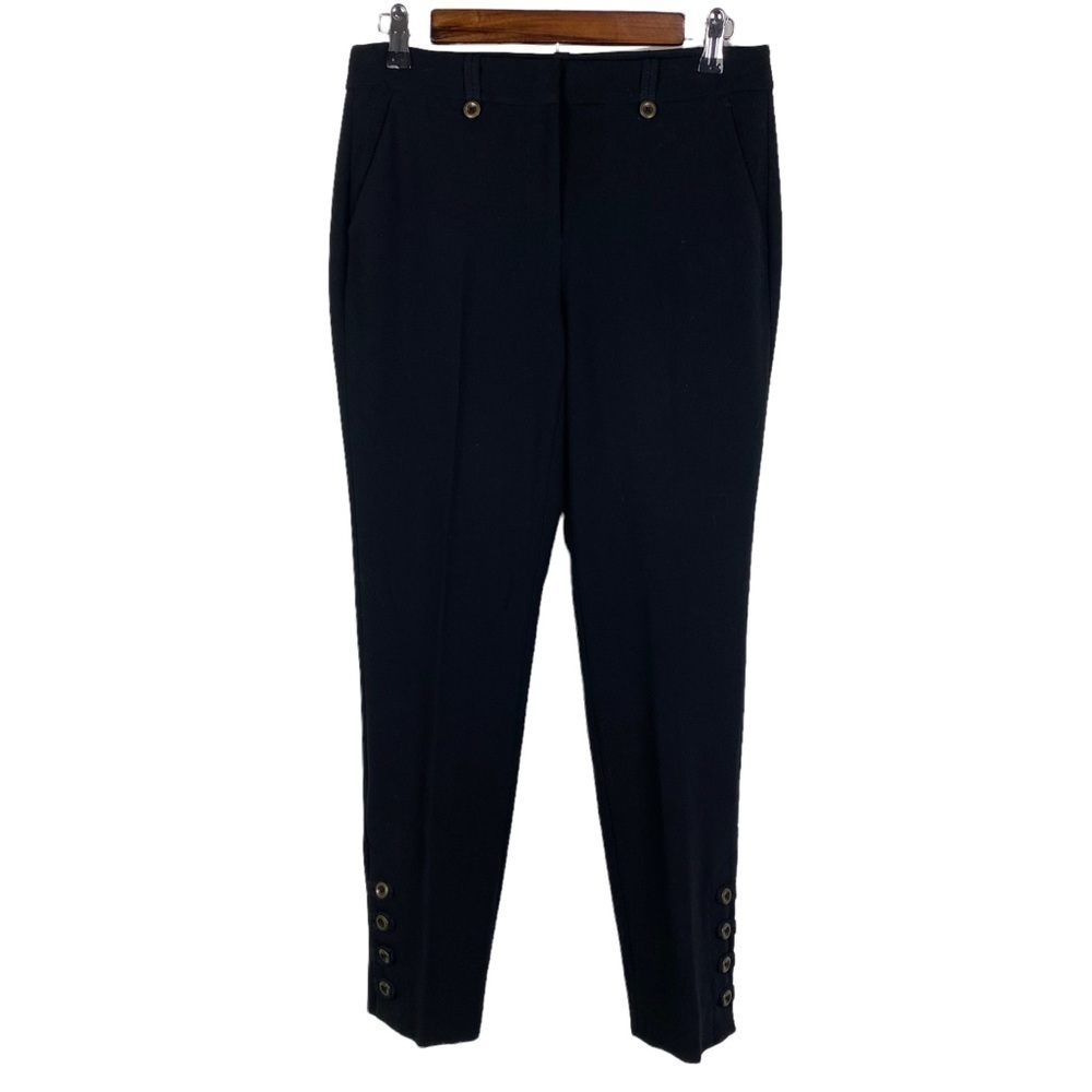 White House Black Market "The Slim Ankle" Button Hem Dress Pants Women's 2 Black